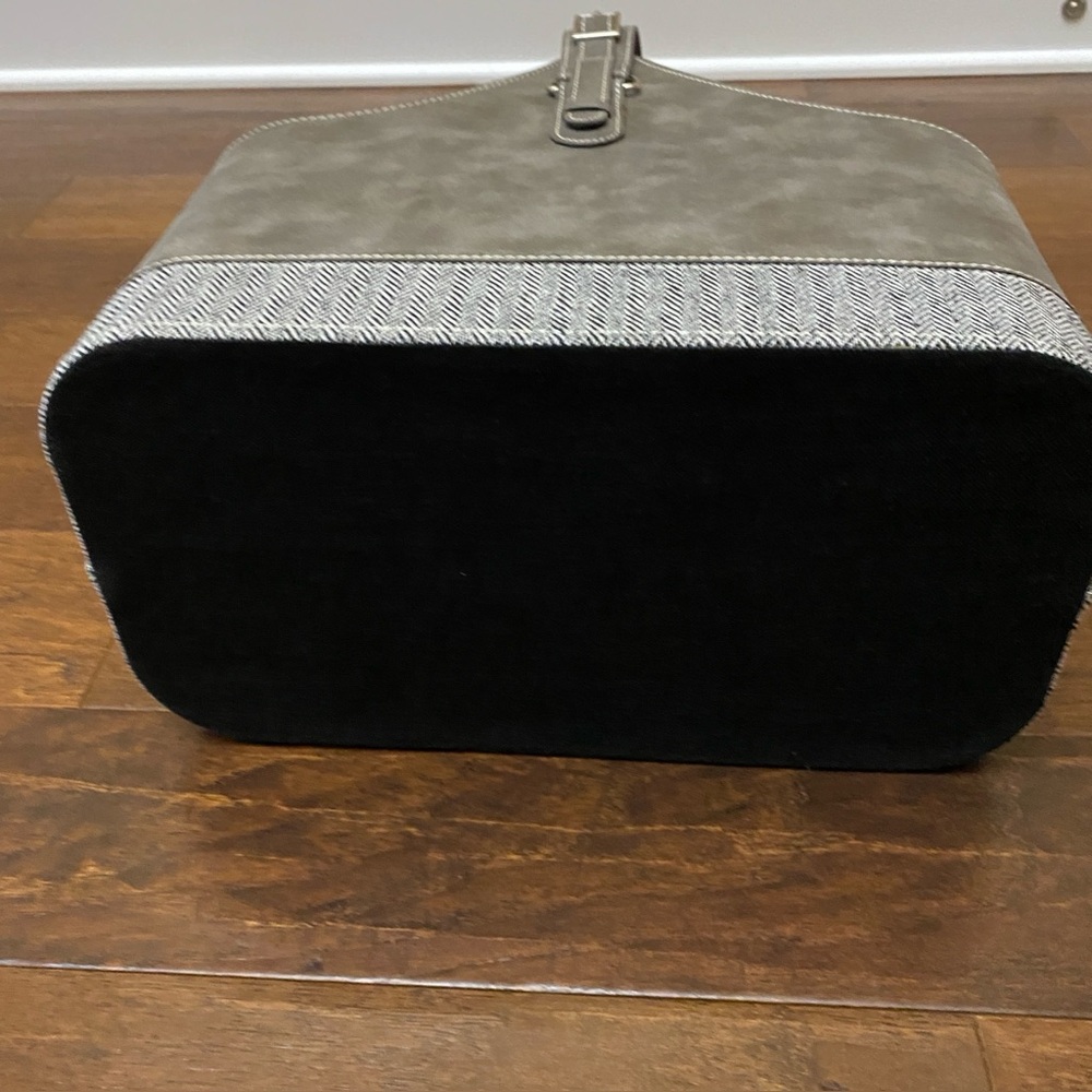 Gray Faux Leather Tweed Magazine Holder Storage Bin Basket Home Decor - Picture 6 of 9